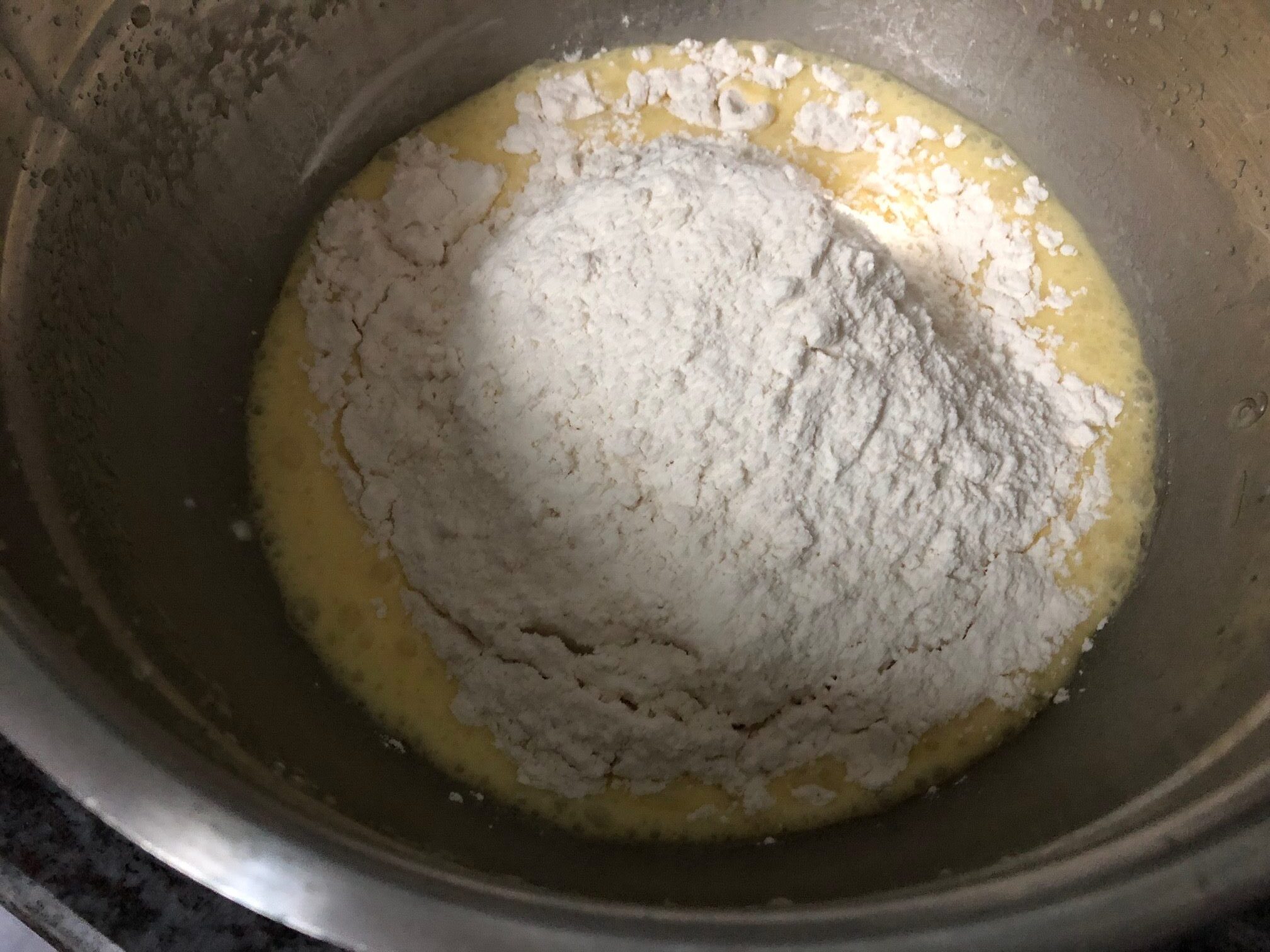 adding flour
