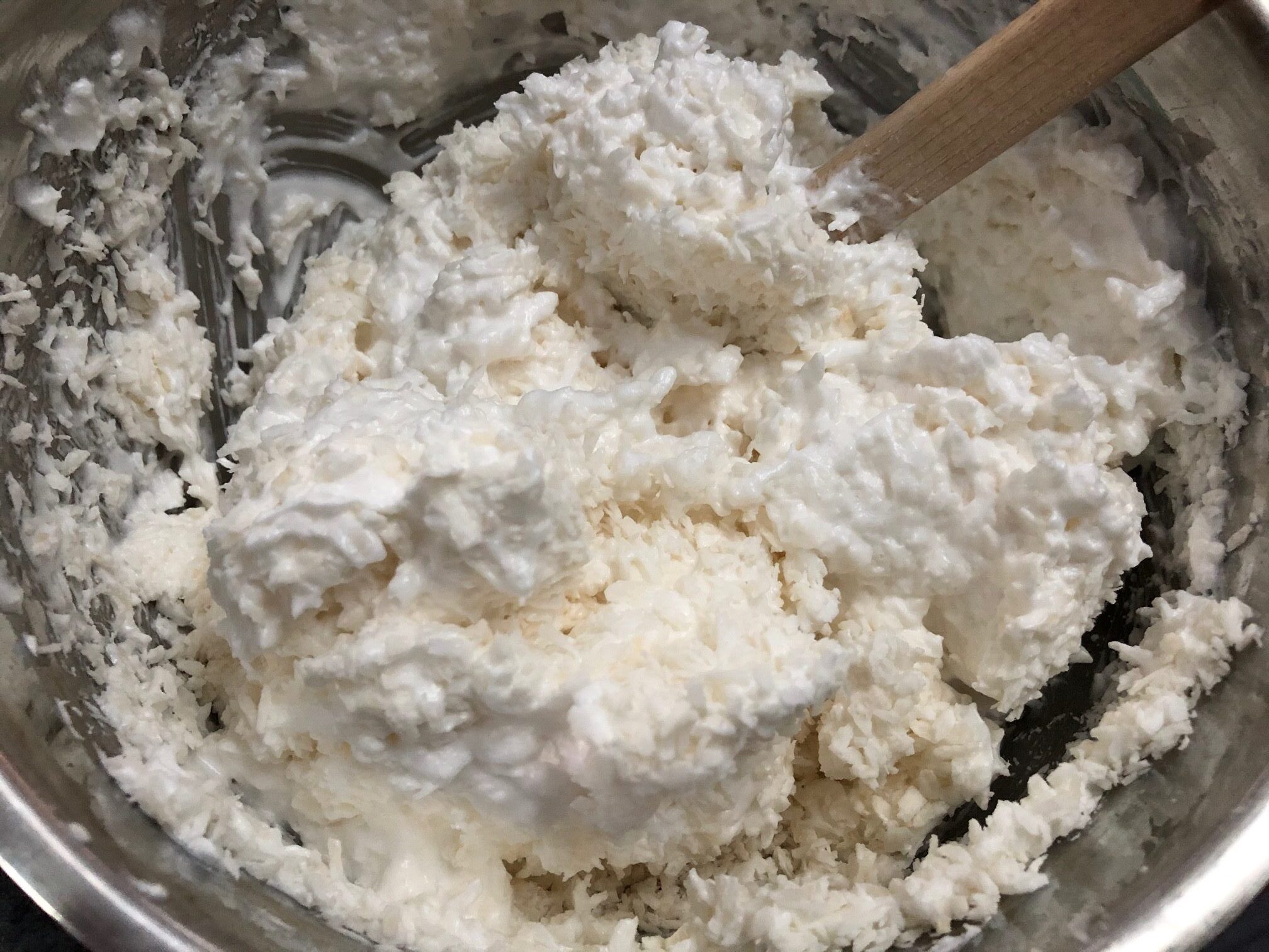 mix coconut and egg whites