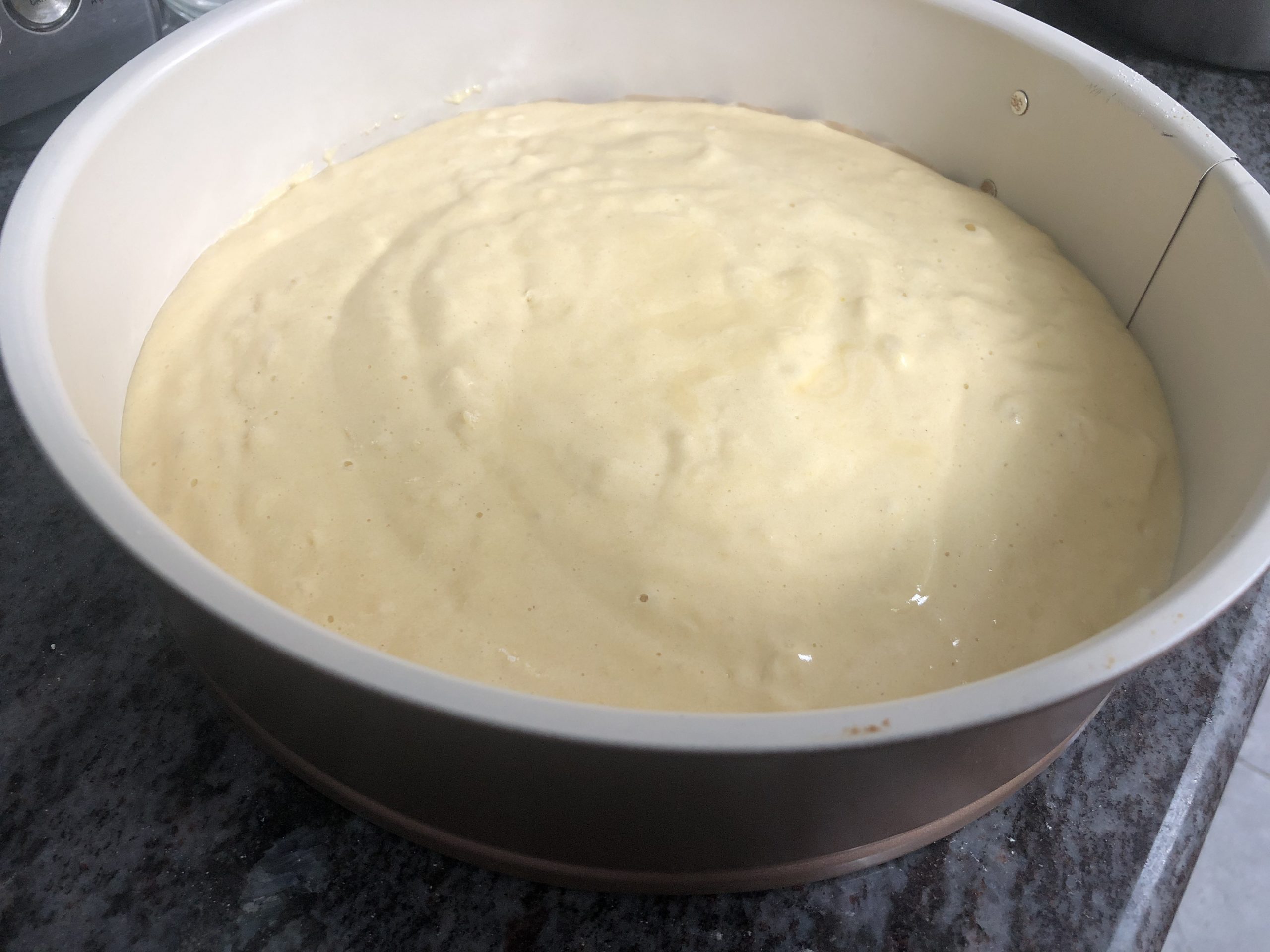 cake pan with batter