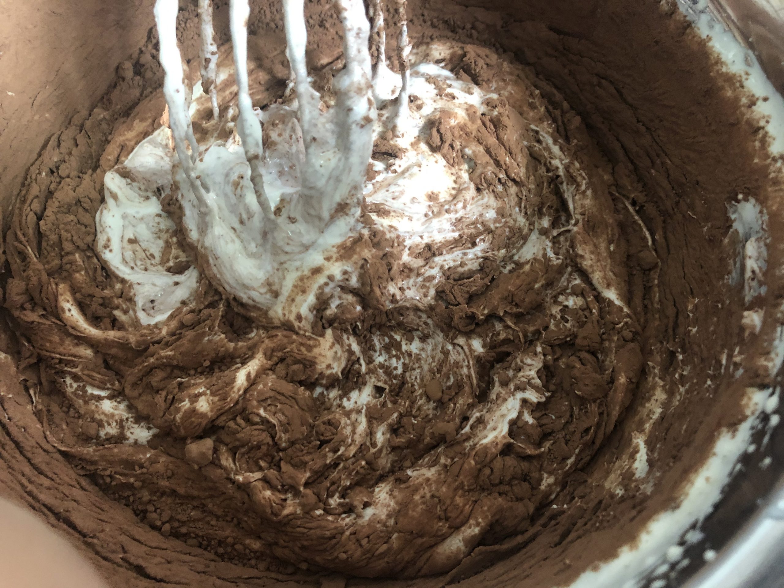 mixing in cocoa powder