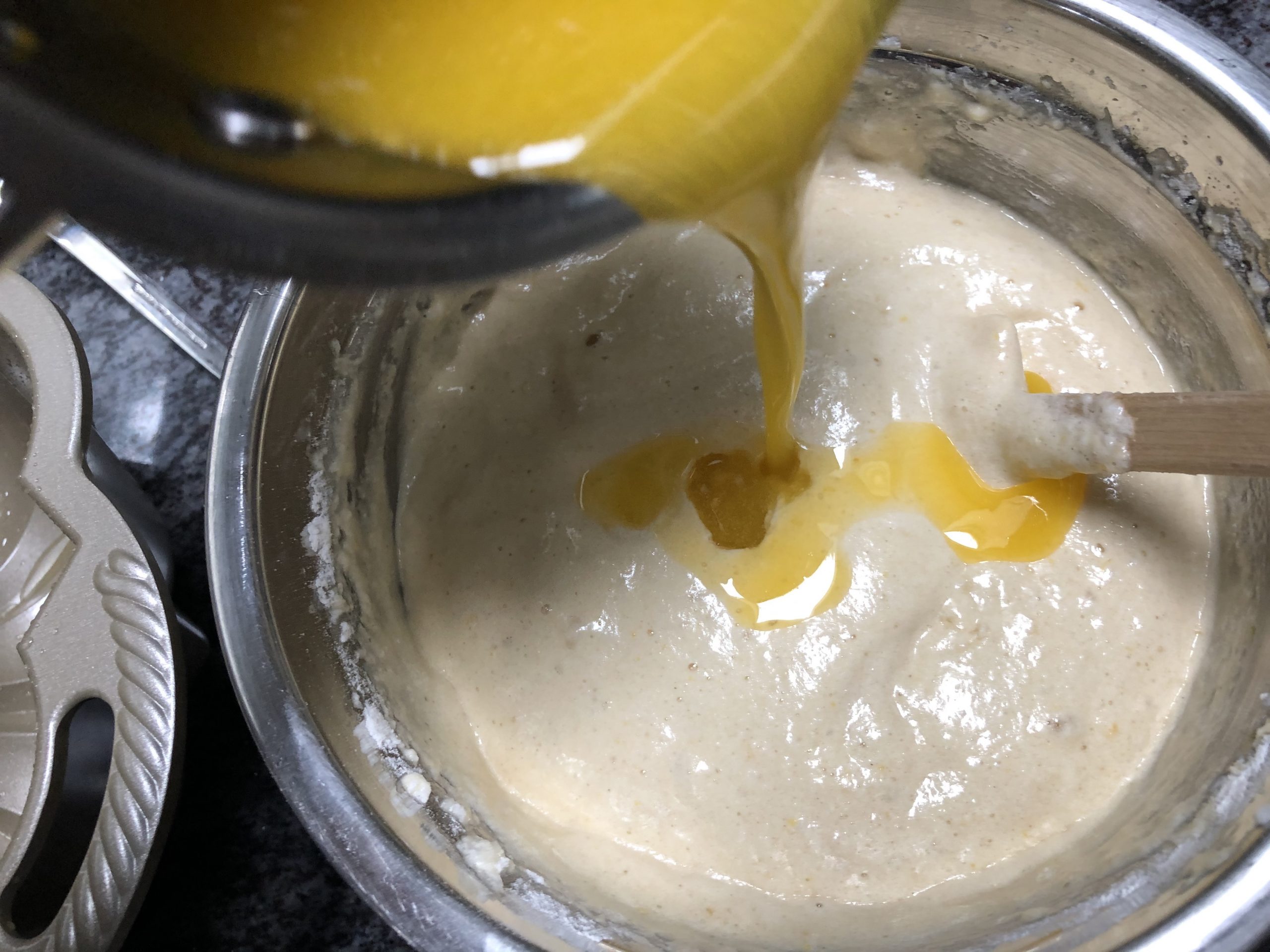 pour in butter